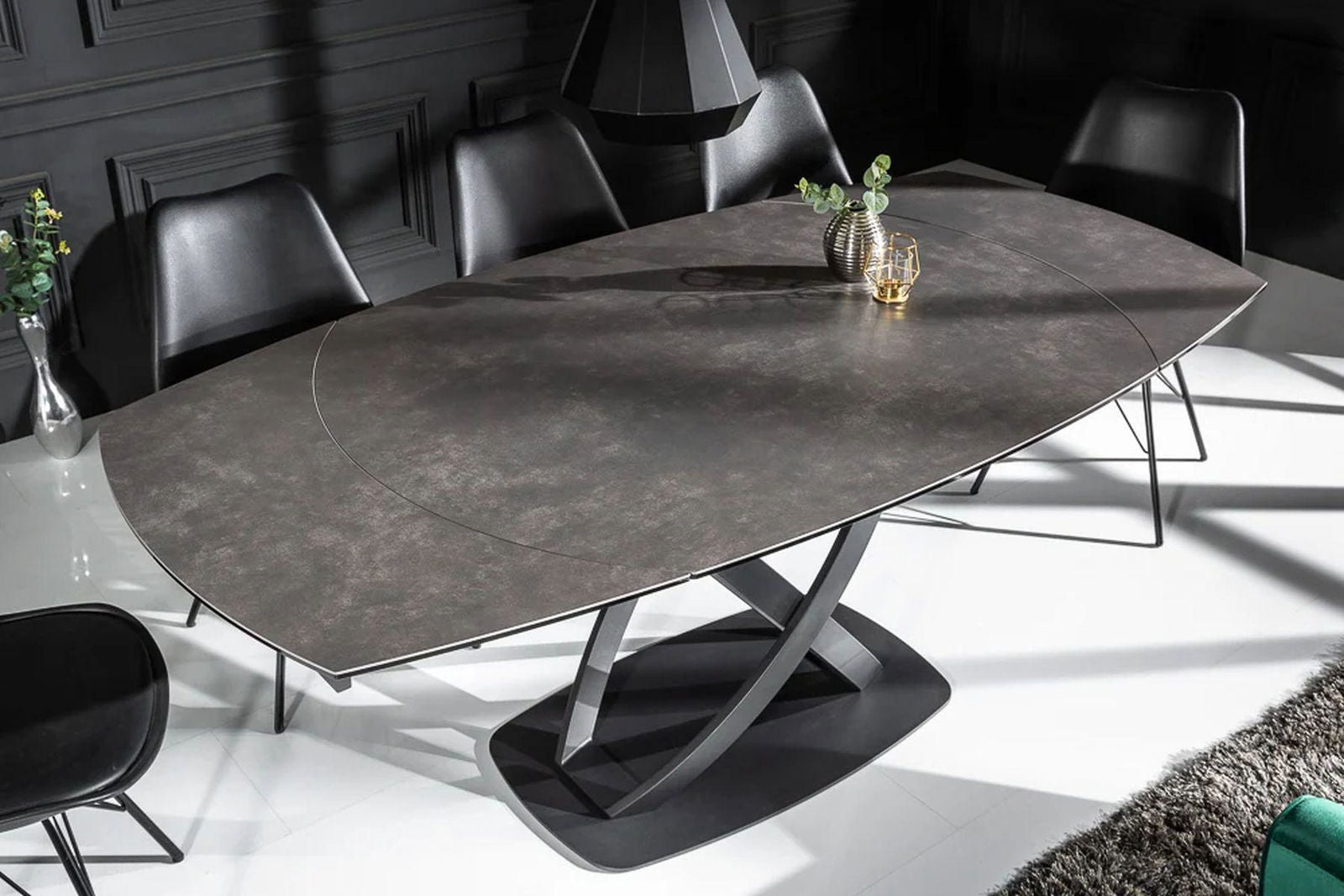 Stół  INCEPTION 130-190 cm rozkładany, obrotowy optyka antracyt   41398  / INVICTA INTERIOR