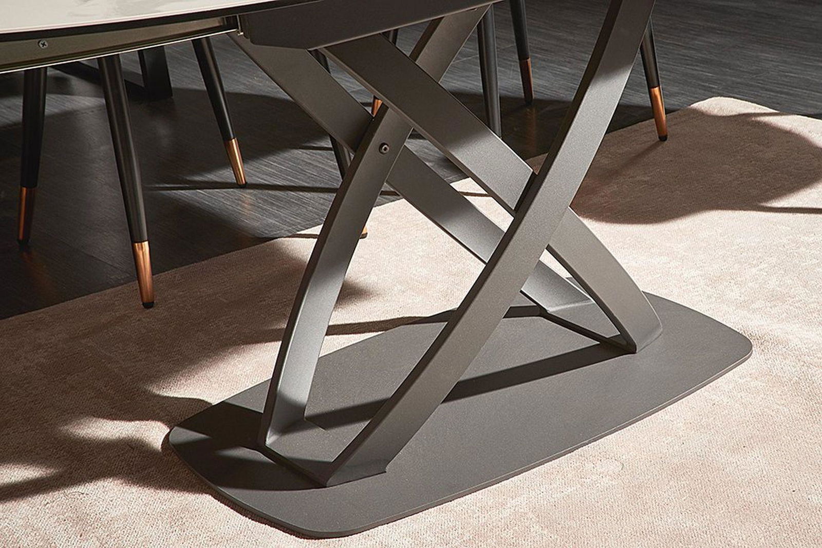 Stół  INCEPTION 130-190 cm rozkładany, obrotowy optyka biały marmur  41450  / INVICTA INTERIOR