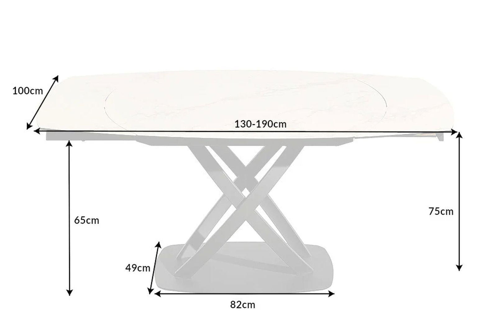Stół  INCEPTION 130-190 cm rozkładany, obrotowy optyka biały marmur  41450  / INVICTA INTERIOR