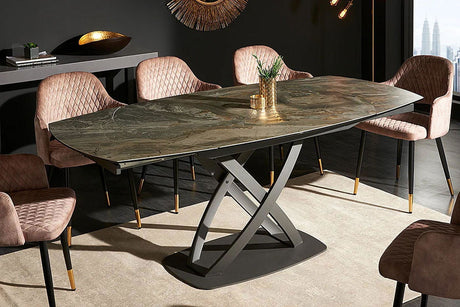 Stół  INCEPTION 130-190 cm rozkładany, obrotowy optyka marmur  41451  / INVICTA INTERIOR
