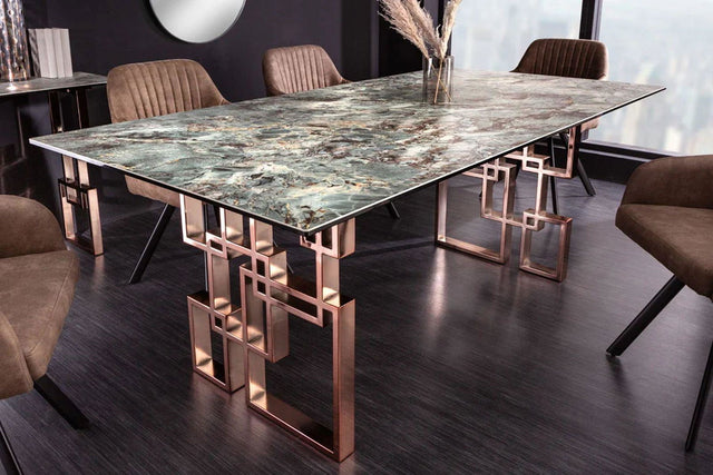 Stół do jadalni Atlantis 200cm optyka turkusowy marmur / 41748  / INVICTA INTERIOR