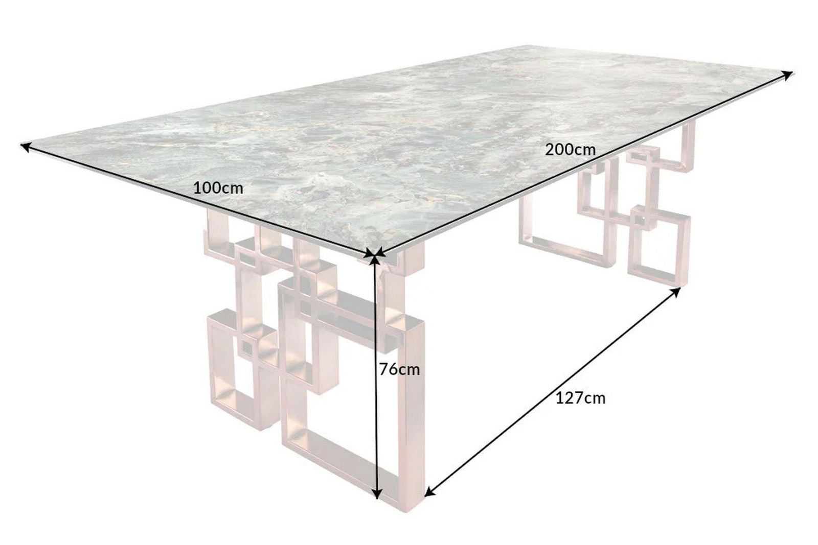 Stół do jadalni Atlantis 200cm optyka turkusowy marmur / 41748  / INVICTA INTERIOR