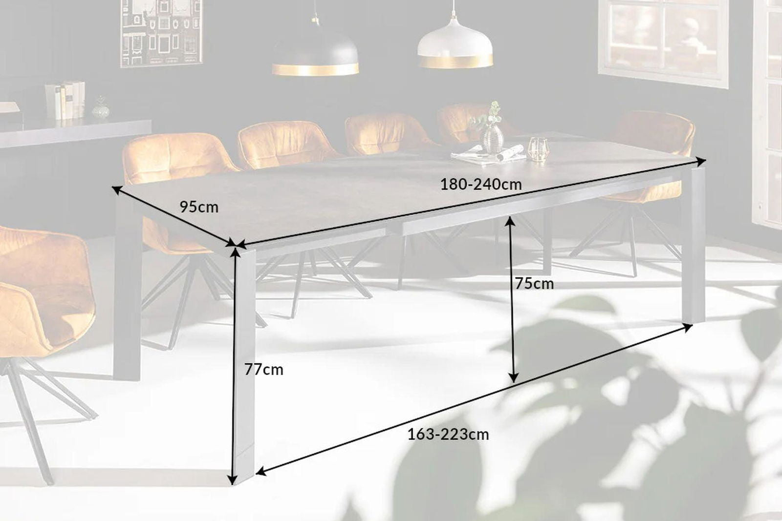 Stół rozkładany X7 180-240 cm ceramika optyka grafit 41383  / INVICTA INTERIOR
