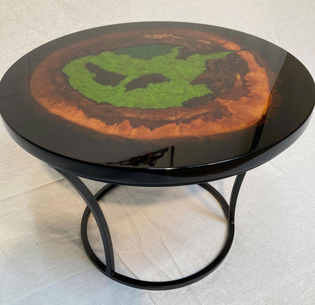 Stolik Beauty Nature drewno czeresnia + mech 60 cm podstawa okrągła