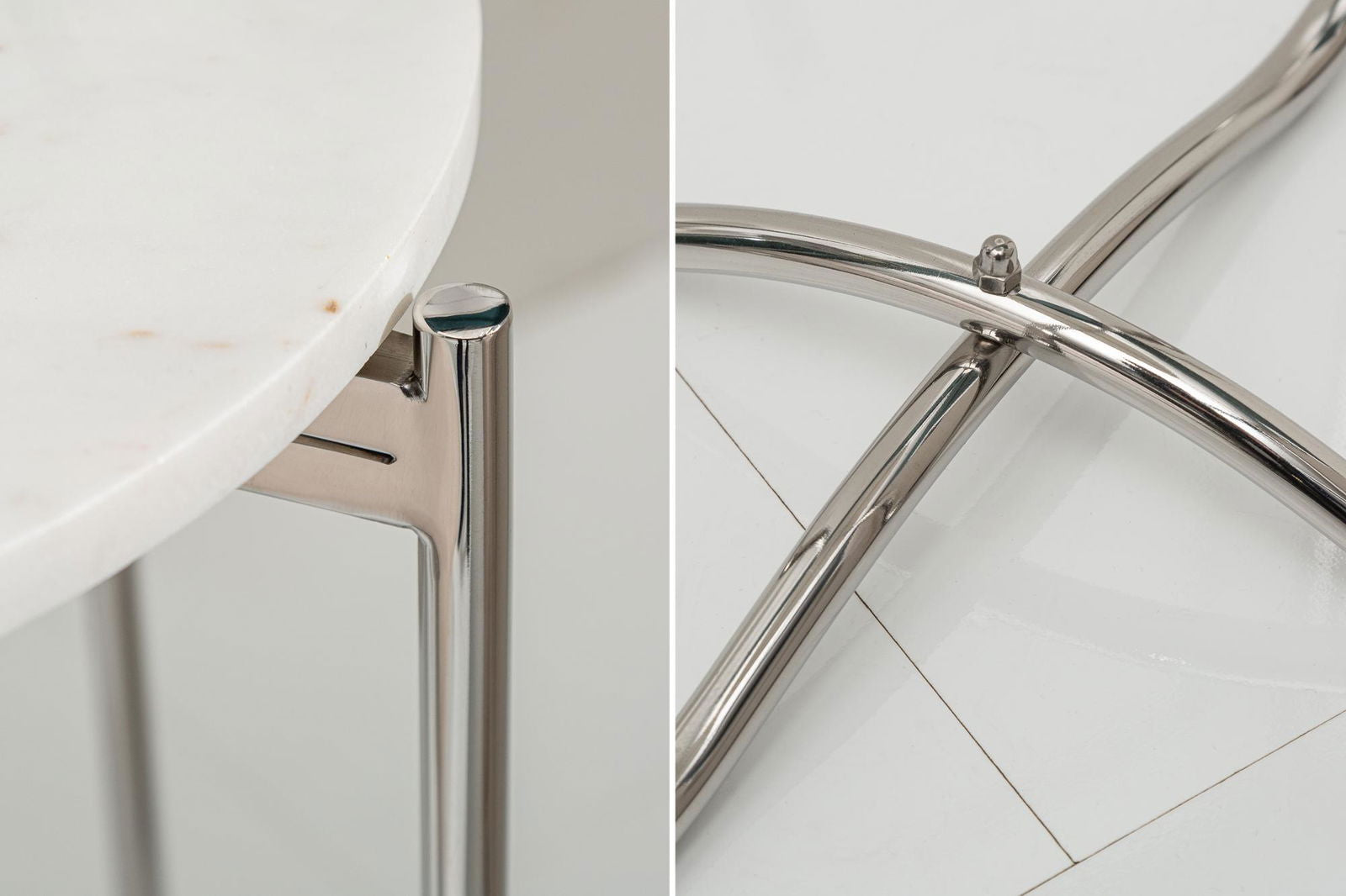 Stolik Noble 35 cm Marmur biało srebrny / 40365  / INVICTA INTERIOR