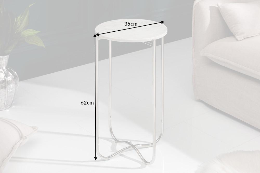 Stolik Noble 35 cm Marmur biało srebrny / 40365  / INVICTA INTERIOR