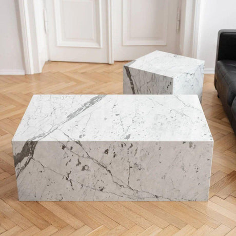 Stolik Stein cube biały marmur 100 cm / MH