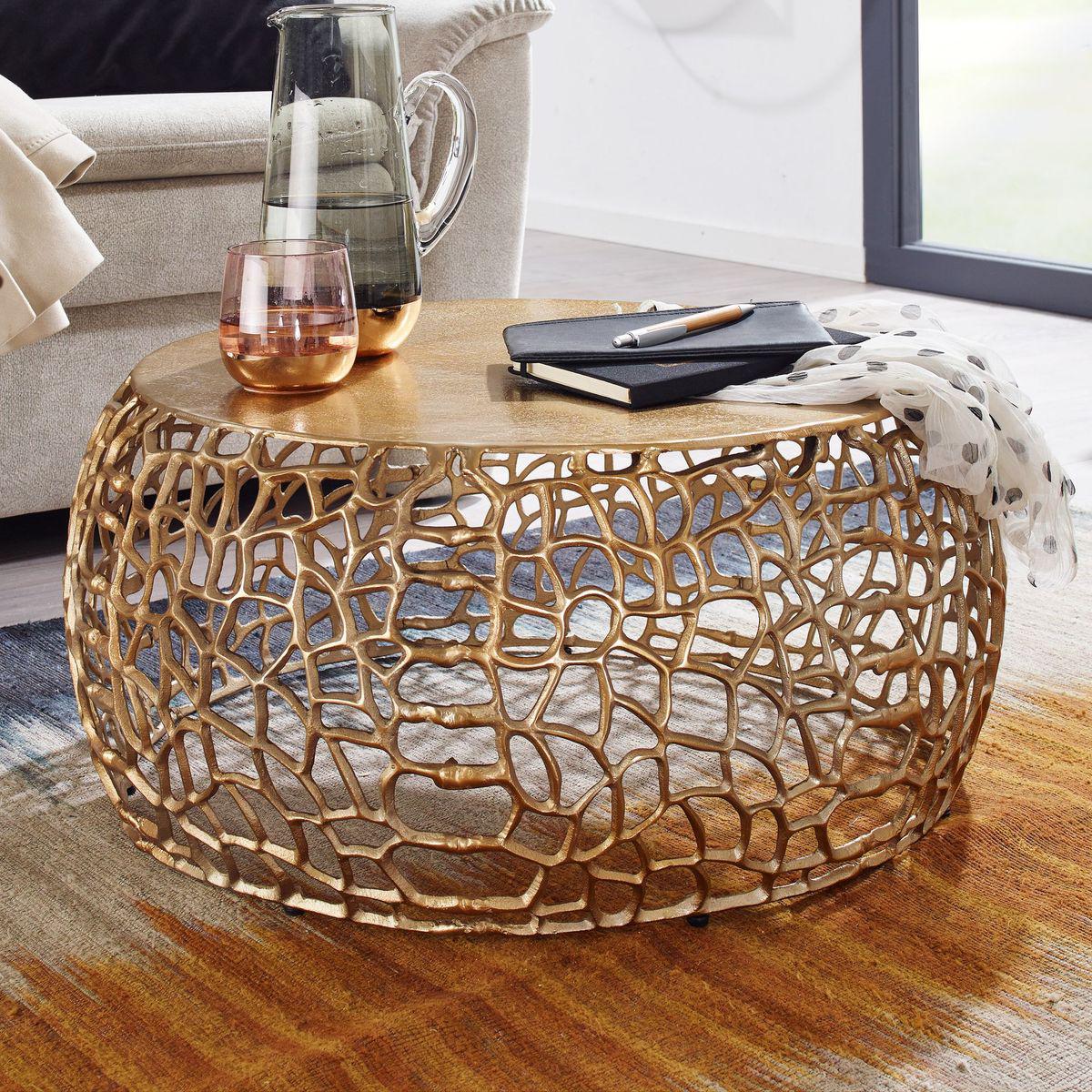 Stolik WOHNLING kawowy metalowy złoty Ø 66 cm / WL6.696