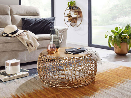 Stolik WOHNLING kawowy metalowy złoty Ø 66 cm / WL6.696