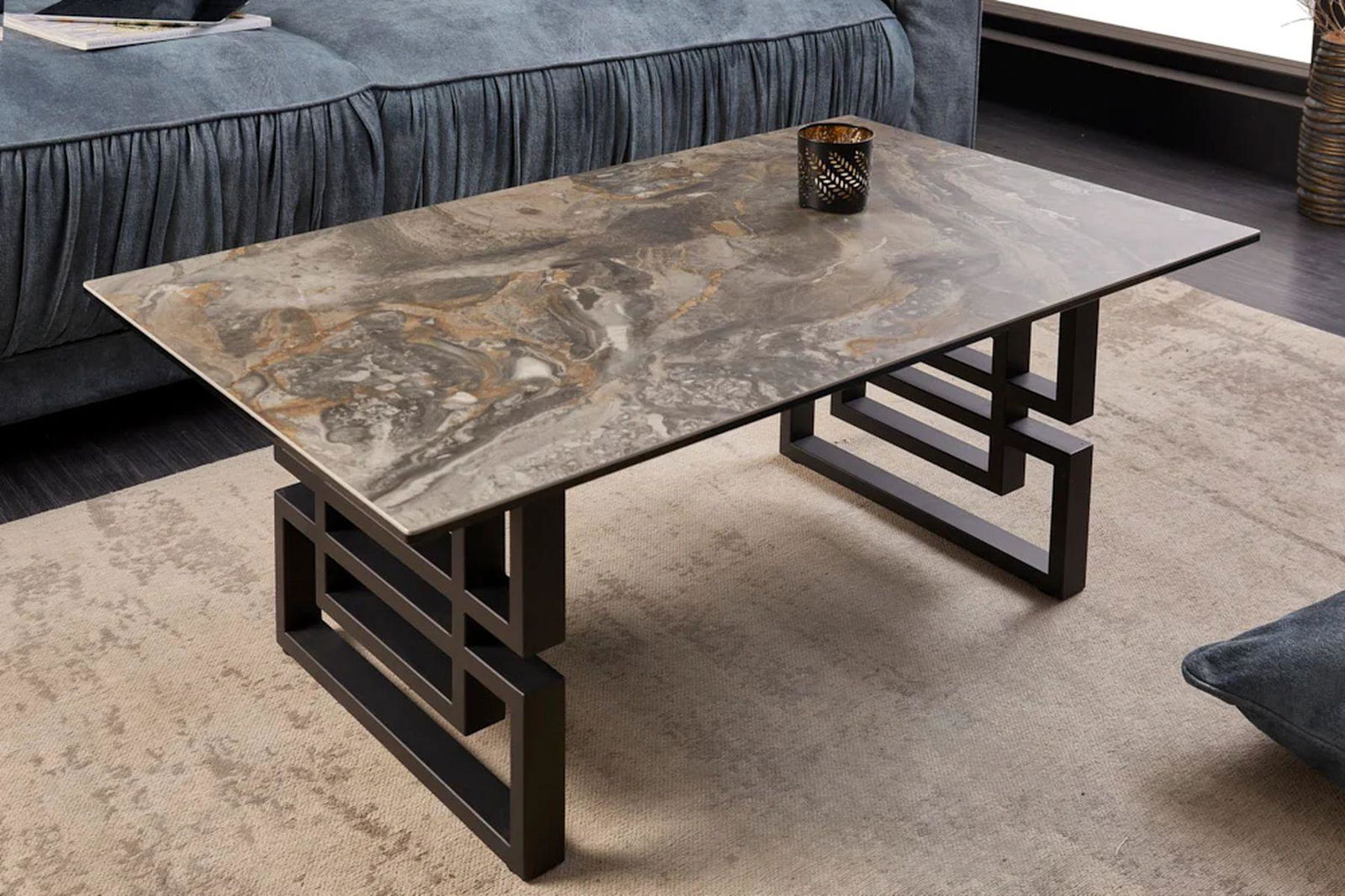 Stolik kawowy Atlantis 100 cm optyka marmur taupe / 41747  / INVICTA INTERIOR