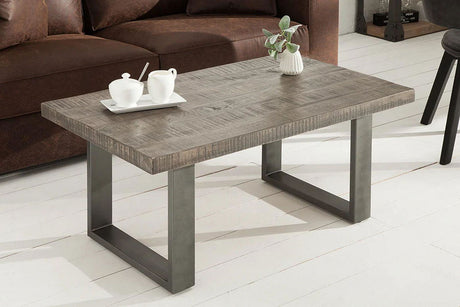 Stolik kawowy IRON CRAFT mango 100 cm SZARY / 38661  / INVICTA INTERIOR
