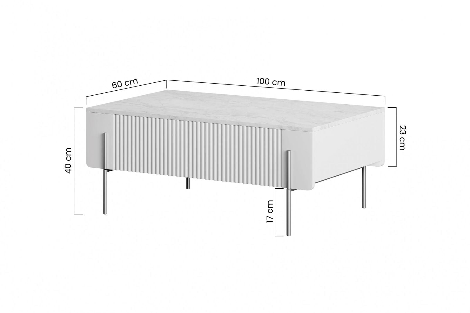 Stolik kawowy Malmi 100 cm z szufladami - kaszmir / crema bianca / złote nóżki