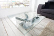 Stolik kawowy Ocean SREBRNY ZE SZKLANYM BLATEM 85 CM / 36469T  / INVICTA INTERIOR