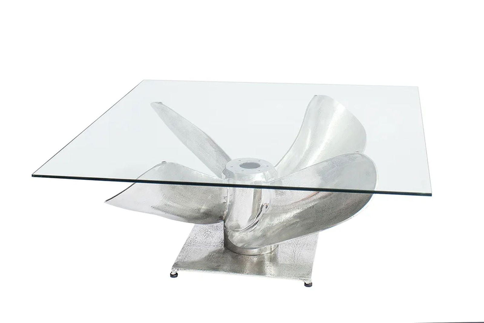 Stolik kawowy Ocean SREBRNY ZE SZKLANYM BLATEM 85 CM / 36469T  / INVICTA INTERIOR