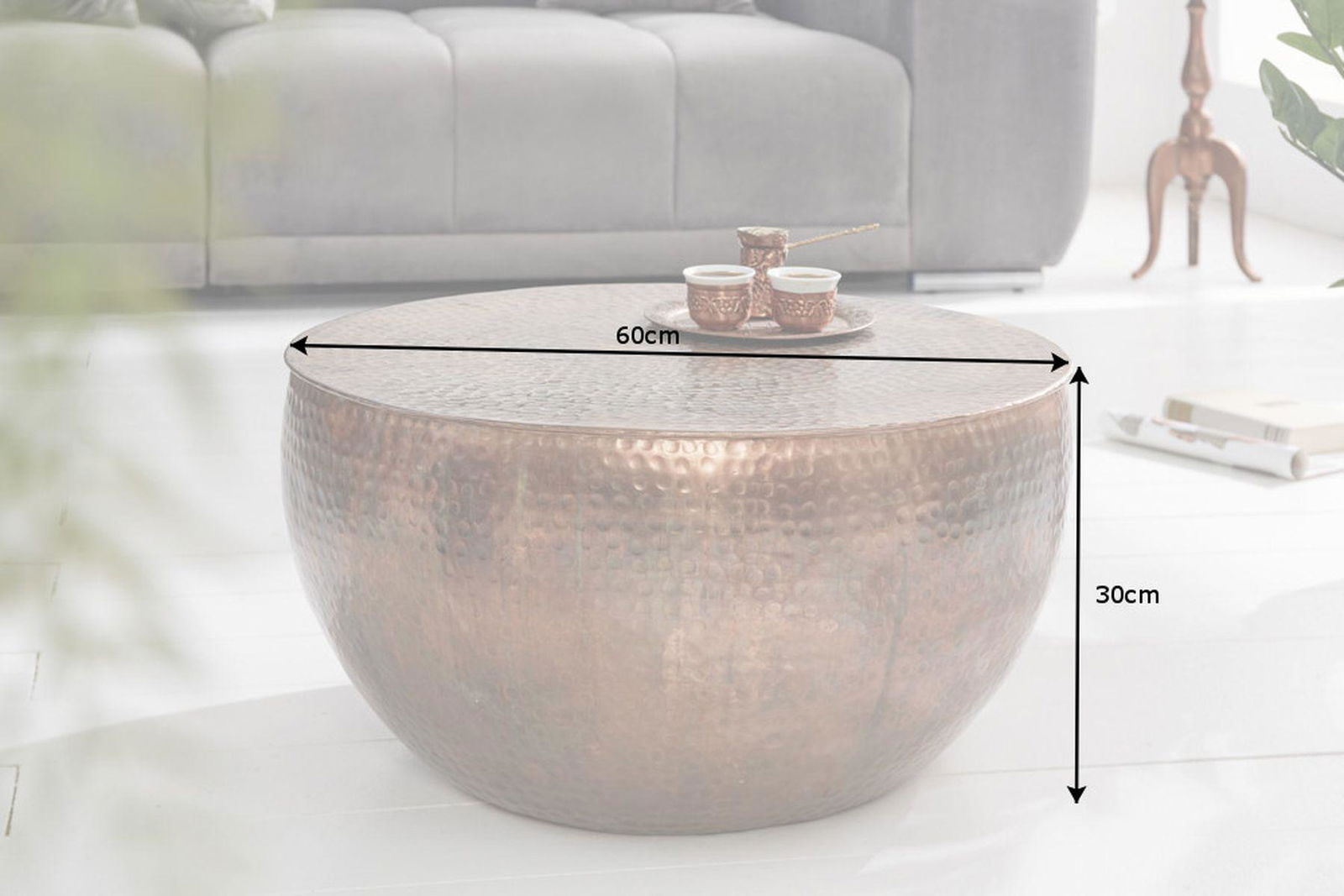 Stolik kawowy Orient II 60cm miedź / 39535  / INVICTA INTERIOR