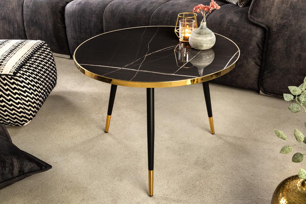 Stolik kawowy Paris antracyt optyka marmur 60 cm / 41892  / INVICTA INTERIOR