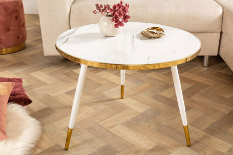 Stolik kawowy Paris biały optyka marmur 60 cm / 41891  / INVICTA INTERIOR