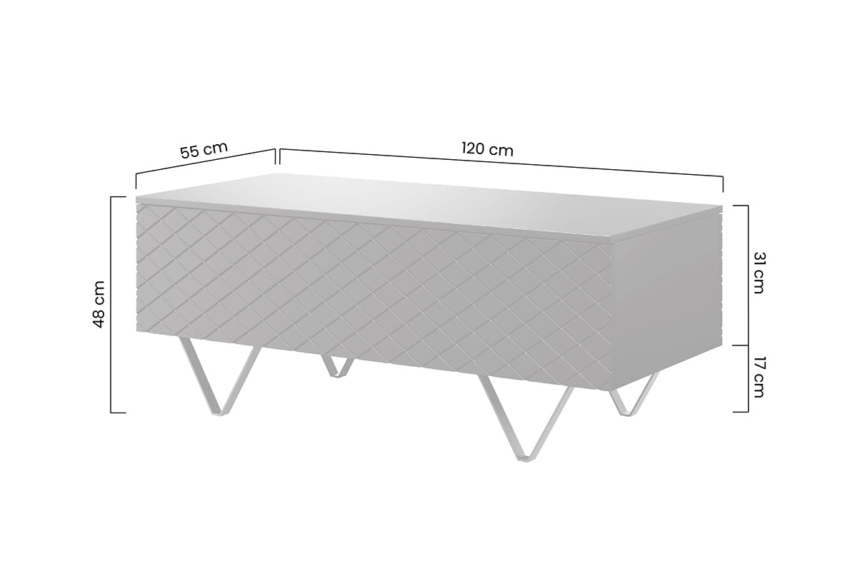 Stolik kawowy Scalia 120 2K ze schowkiem - labrador mat / czarne nogi