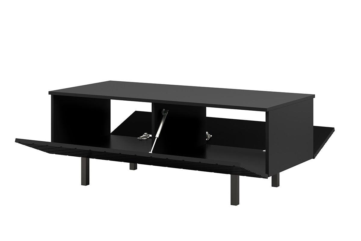 Stolik kawowy Scalia II 120 2K ze schowkiem - czarny mat / czarne nogi