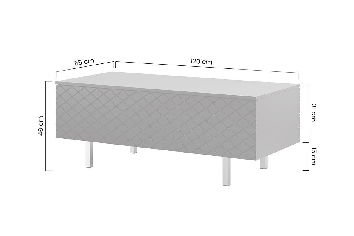Stolik kawowy Scalia II 120 2K ze schowkiem - labrador mat / czarne nogi