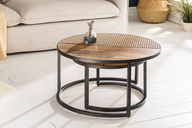 Stolik kawowy Vienna Lounge zestaw 2 okrągłych Mango / 40135  / INVICTA INTERIOR