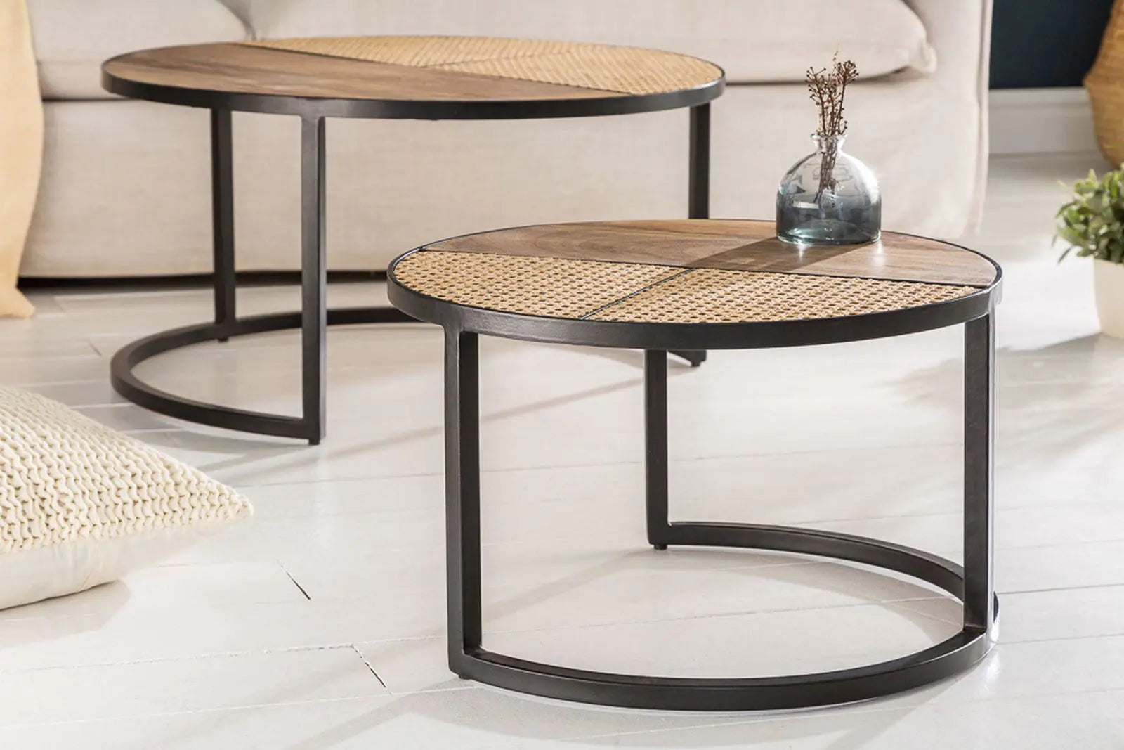 Stolik kawowy Vienna Lounge zestaw 2 okrągłych Mango / 40135  / INVICTA INTERIOR