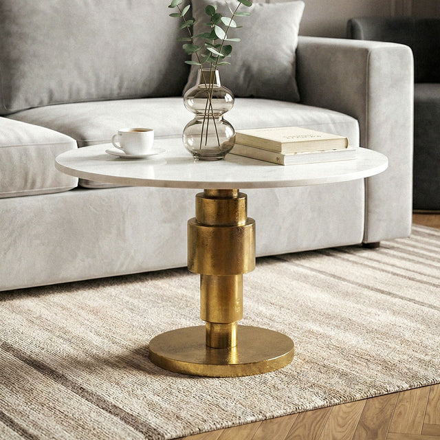 STOLIK KAWOWY WOHNLING 60 CM BIAŁY MARMUR / WL7.372