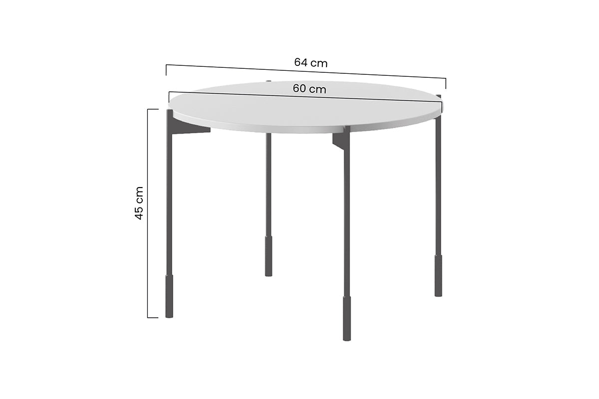 Stolik kawowy okrągły Sonatia na metalowych nogach 60 cm - burgund