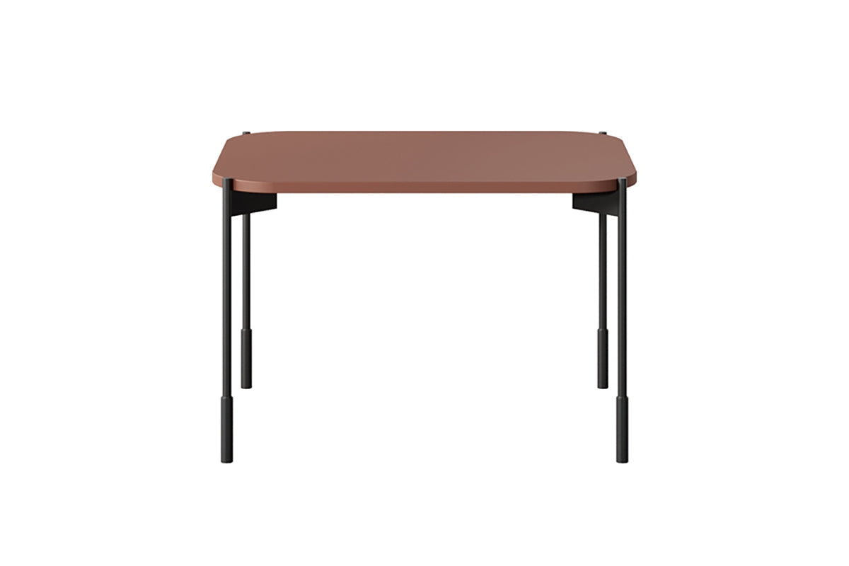 Stolik kawowy prostokątny Sonatia na metalowych nogach 60 cm - burgund