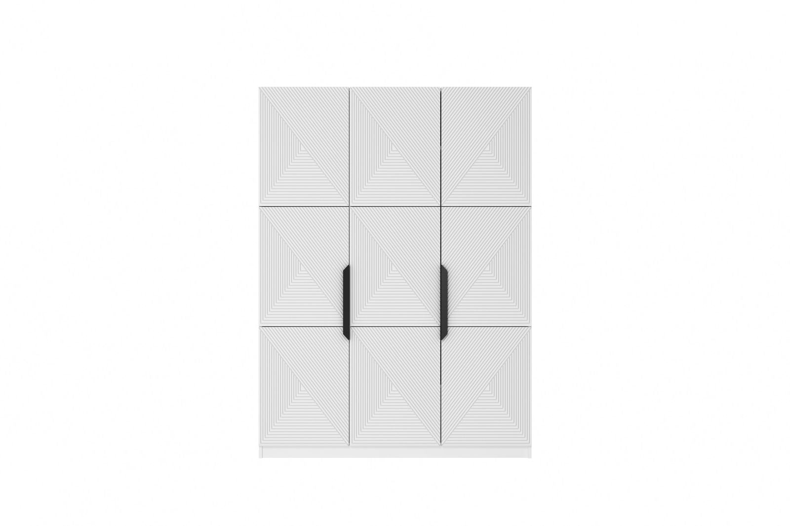 Szafa Asha 150 cm z metalowymi uchwytami - biały mat / czarne uchwyty