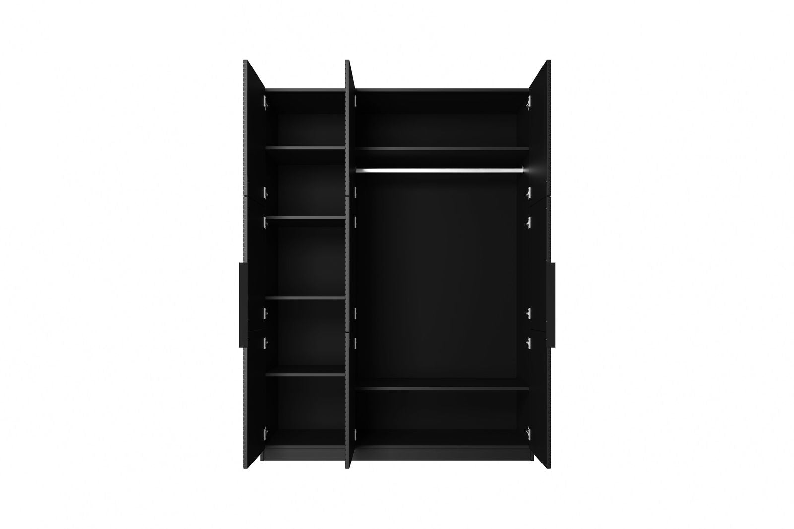 Szafa Asha 150 cm z metalowymi uchwytami - czarny mat / czarne uchwyty