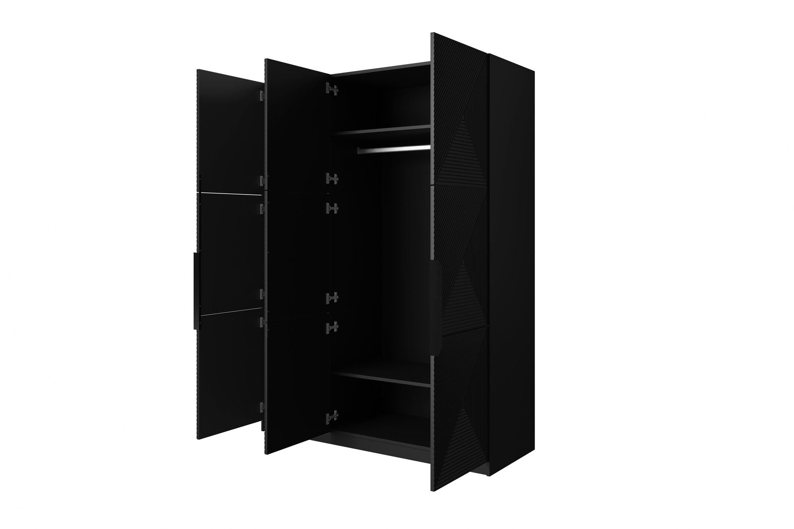 Szafa Asha 150 cm z metalowymi uchwytami - czarny mat / czarne uchwyty
