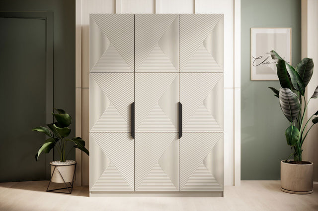 Szafa Asha 150 cm z metalowymi uchwytami - kaszmir / czarne uchwyty