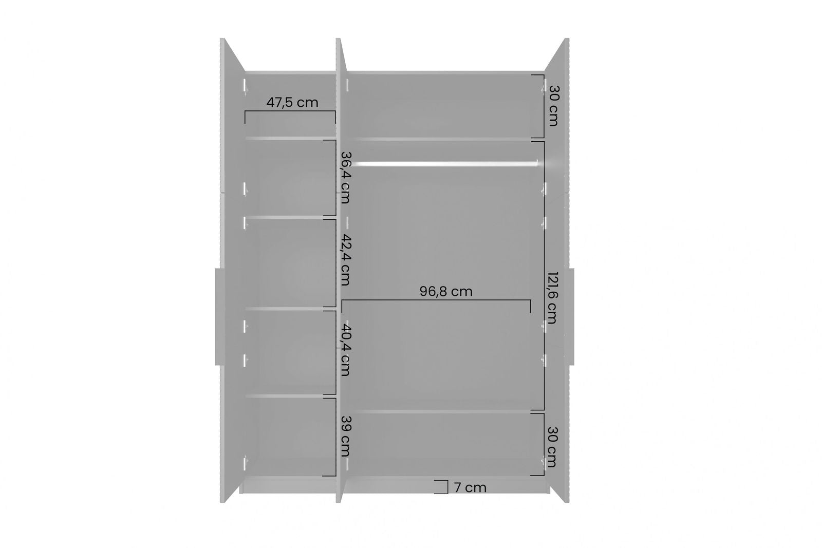 Szafa Asha 150 cm z metalowymi uchwytami - kaszmir / czarne uchwyty