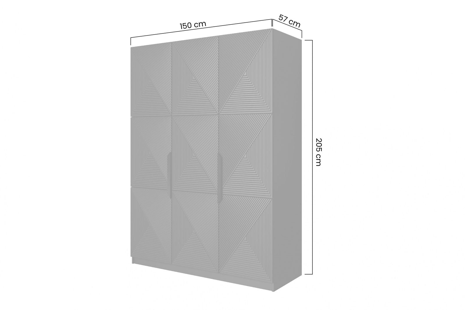 Szafa Asha 150 cm z metalowymi uchwytami - kaszmir / czarne uchwyty