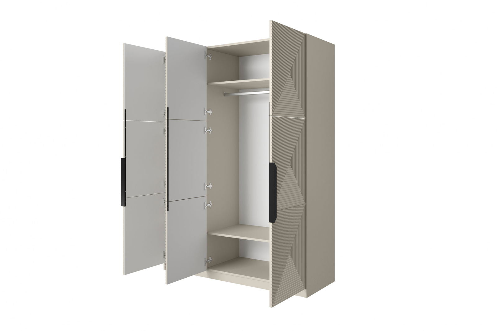 Szafa Asha 150 cm z metalowymi uchwytami - kaszmir / czarne uchwyty