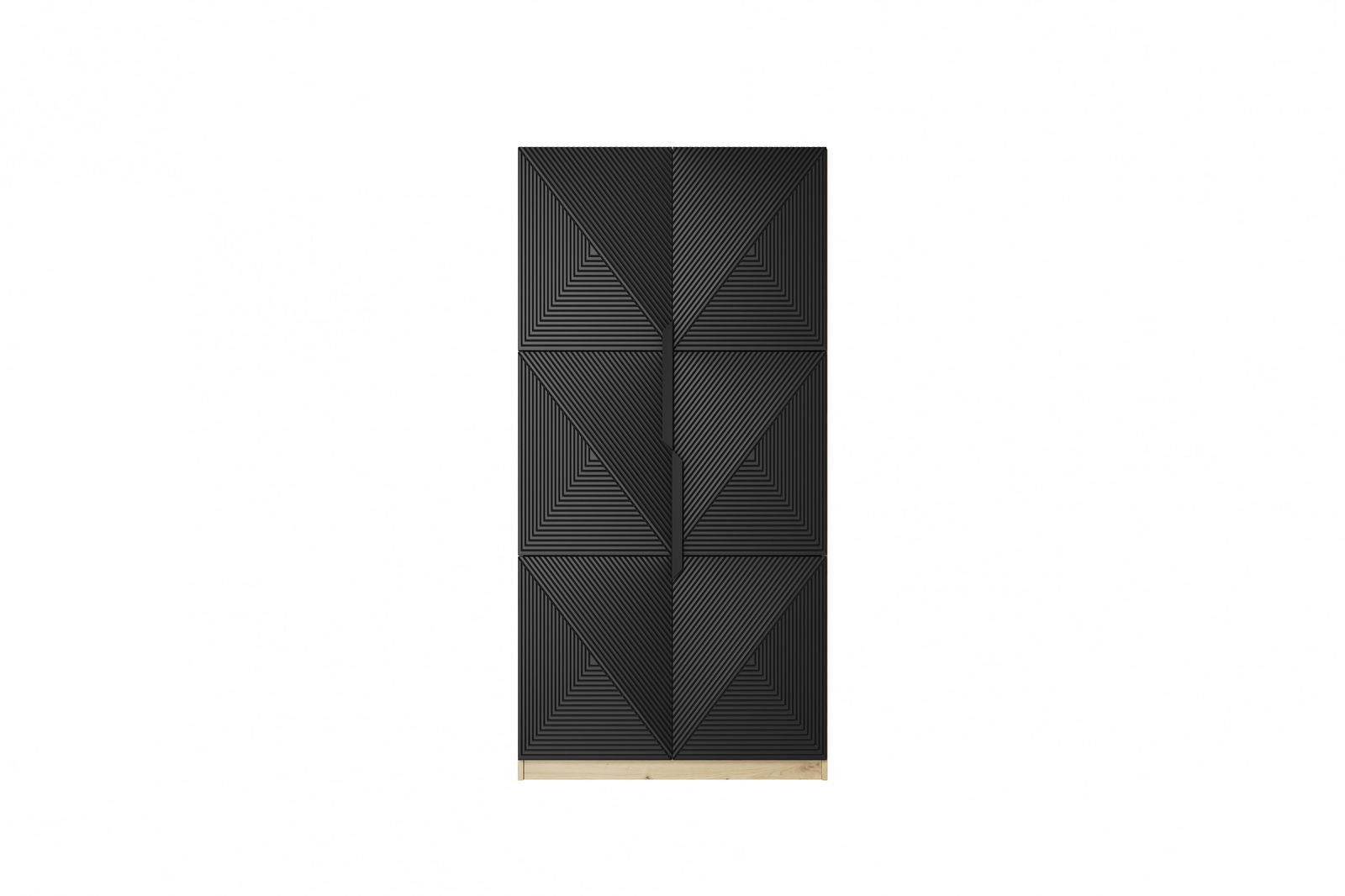 Szafa Asha z ryflowanym frontem i metalowymi uchwytami 100 cm - artisan / czarny mat / czarne uchwyty