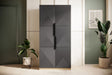 Szafa Asha z ryflowanym frontem i metalowymi uchwytami 100 cm - artisan / rivier stone mat / czarne uchwyty