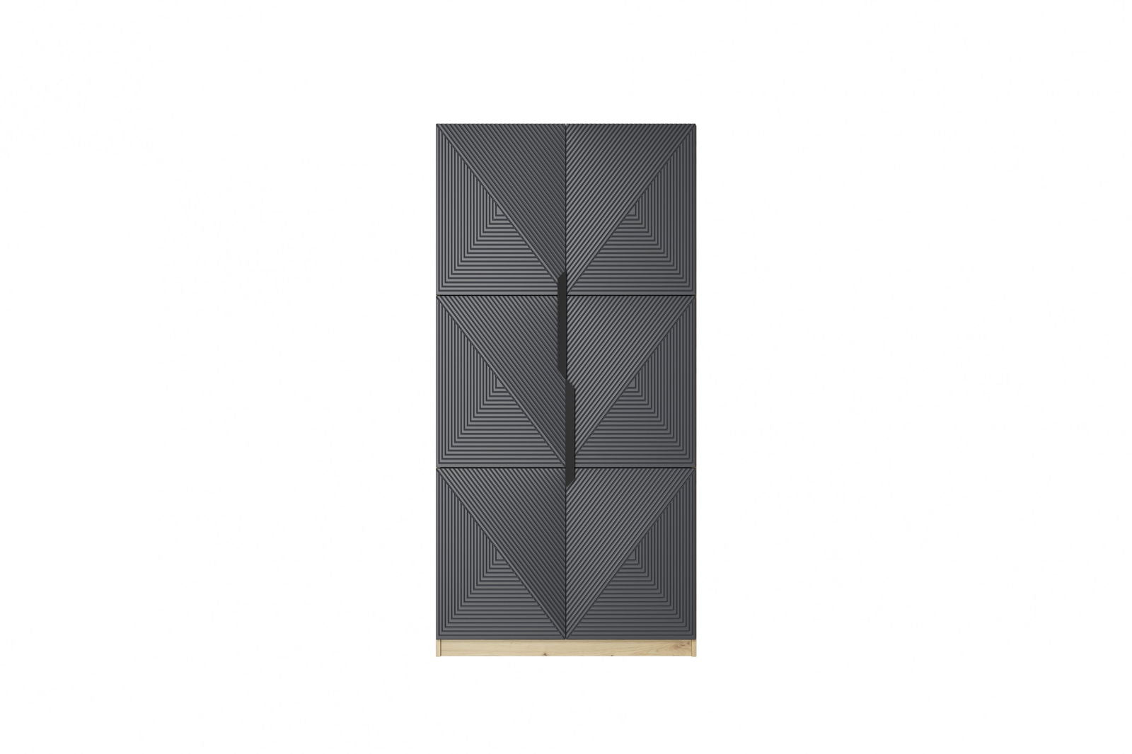 Szafa Asha z ryflowanym frontem i metalowymi uchwytami 100 cm - artisan / rivier stone mat / czarne uchwyty