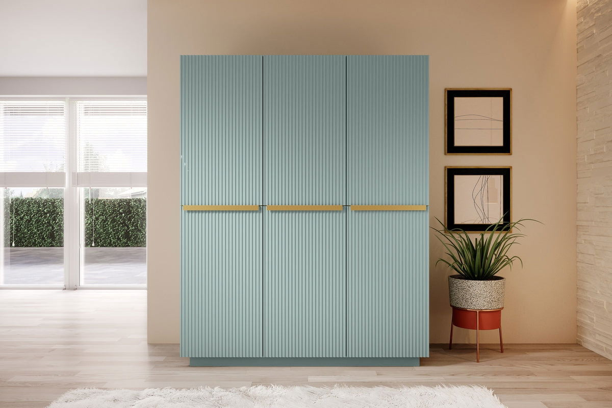 Szafa Nicole 150 cm - szałwia MDF / złote uchwyty