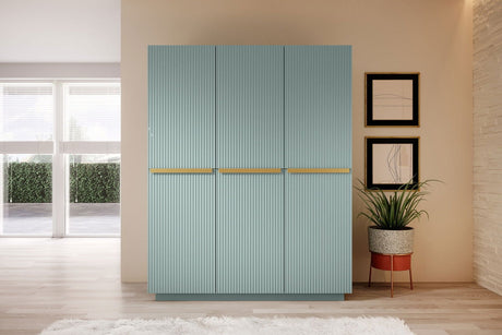 Szafa Nicole 150 cm - szałwia MDF / złote uchwyty