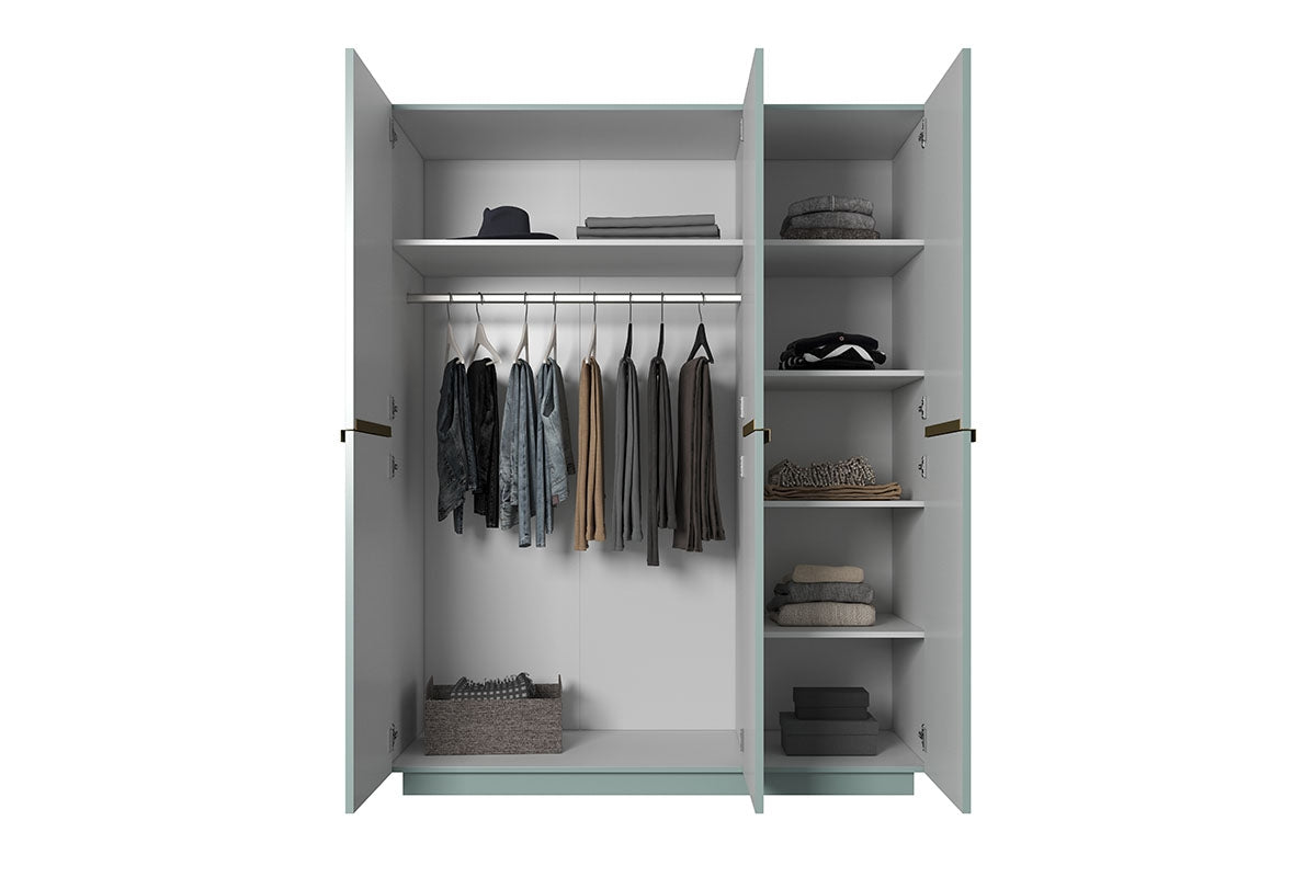 Szafa Nicole 150 cm - szałwia MDF / złote uchwyty