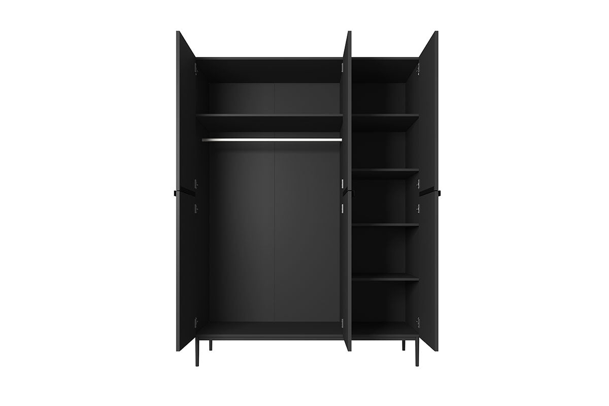 Szafa Nicole z metalowymi nogami 150 cm - czarny mat / czarne nóżki