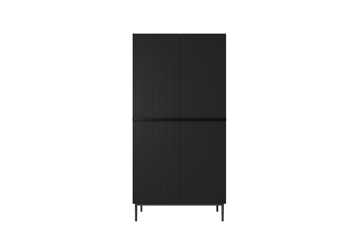 Szafa Nicole z metalowymi nogami i uchwytami 100 cm - czarny mat / czarne nóżki