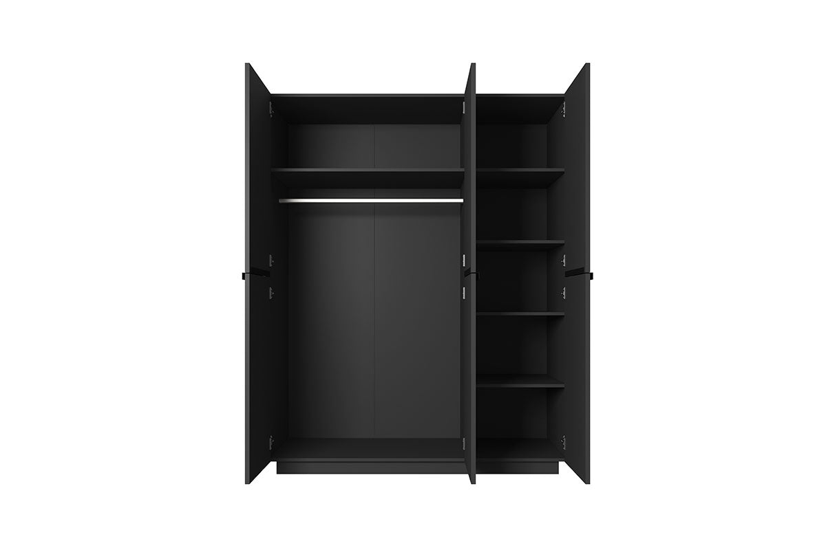 Szafa Nicole z metalowymi uchwytami 150 cm - czarny mat / czarne uchwyty