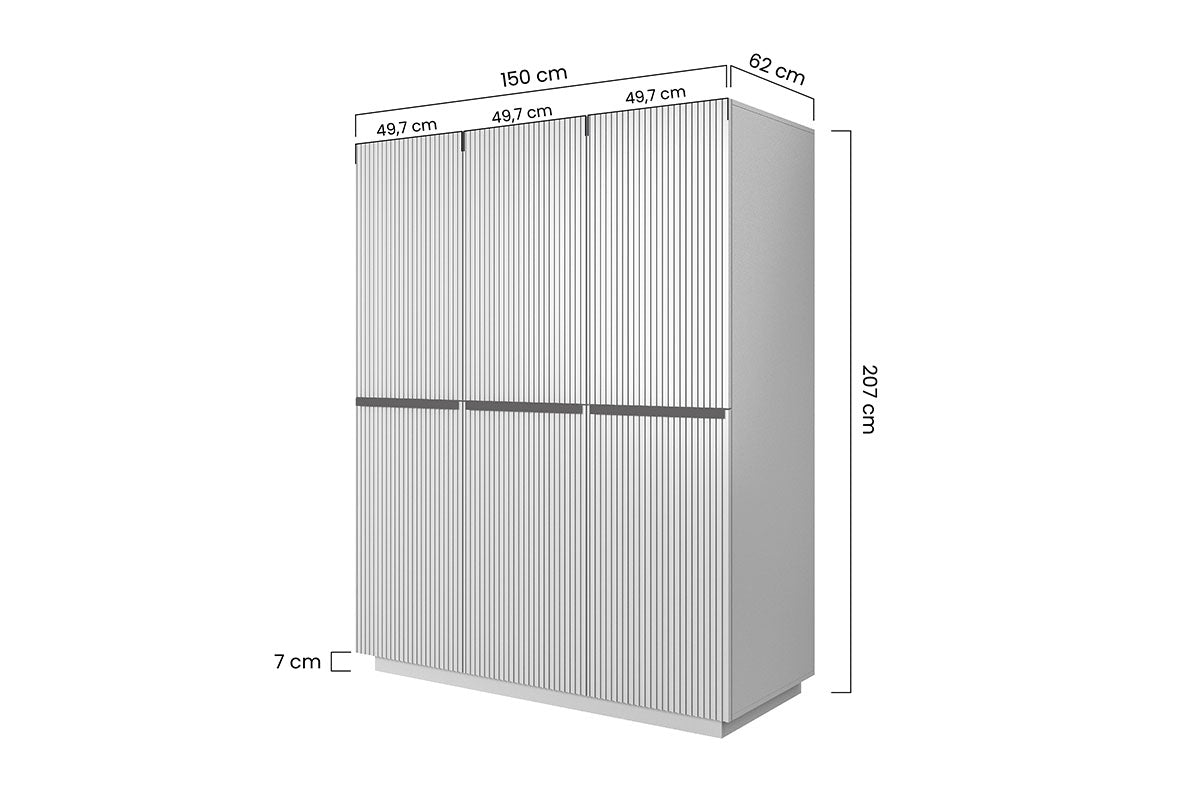 Szafa Nicole z metalowymi uchwytami 150 cm - czarny mat / czarne uchwyty