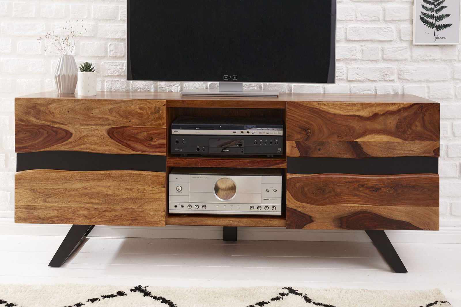 Szafka RTV Amazonas 160 cm Sheesham / 40194 / INVICTA INTERIOR