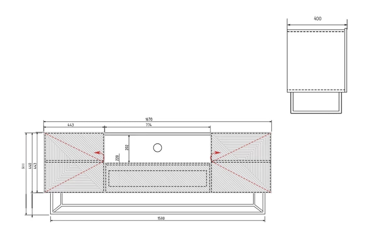 Szafka RTV Asha z szufladą i metalowym stelażem 167 cm - artisan / czarny mat