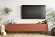 Szafka RTV Desin 220 cm z metalowymi nogami Desin - ceramic red / dąb nagano