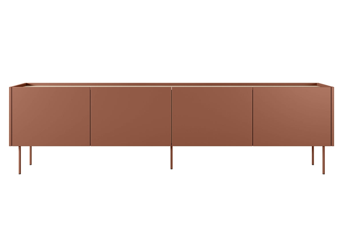 Szafka RTV Desin 220 cm z metalowymi nogami Desin - ceramic red / dąb nagano